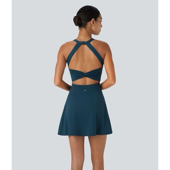 NWT Halara Twisted Backless Active Dress Blue Size 3X Athleisure Mini - Picture 2 of 10